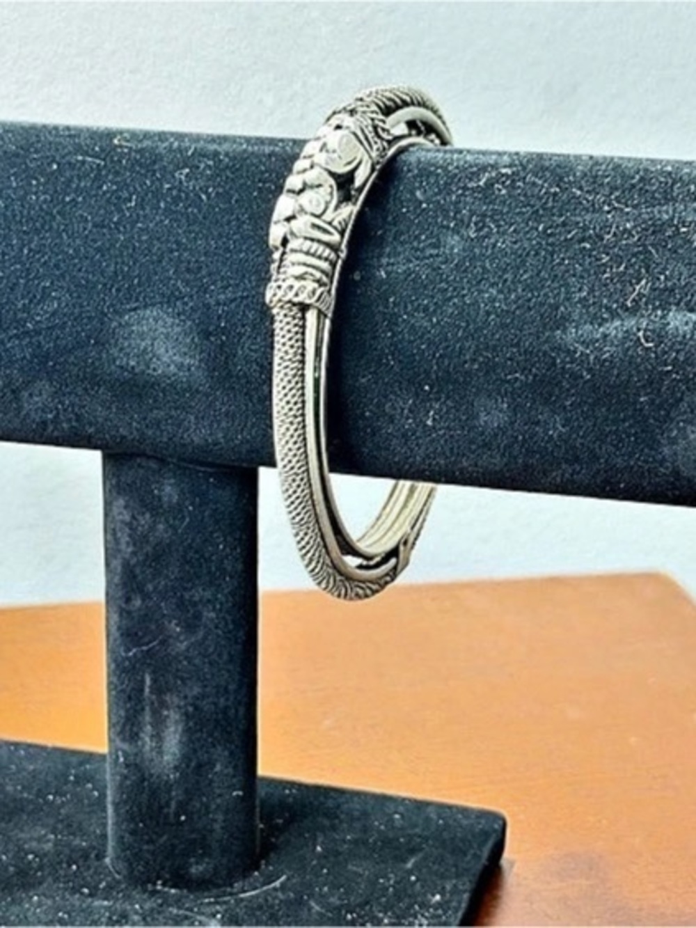 Silver-Tone Textured Bracelet